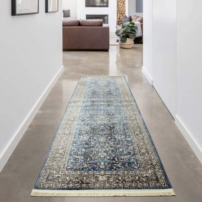 Savoy Floral Area Rug - Blue and Beige