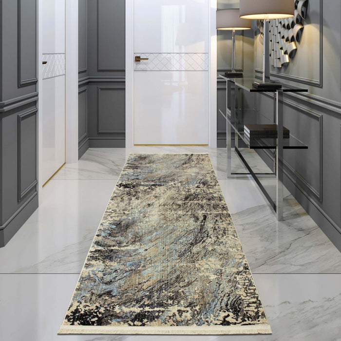 Savoy Abstract Area Rug - Blue and Grey