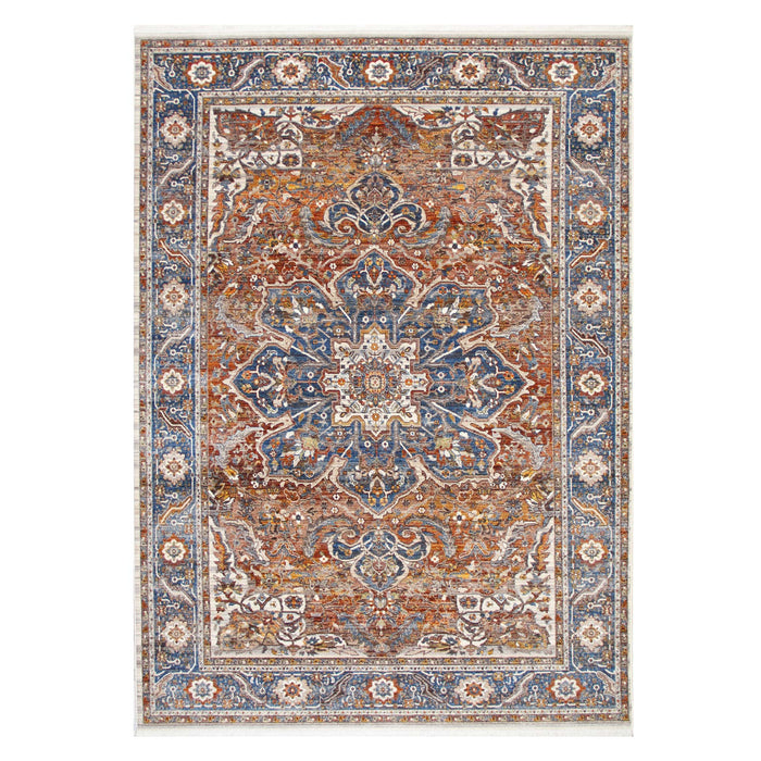 Savoy Bordered Traditional Area Rug - Red and Blue