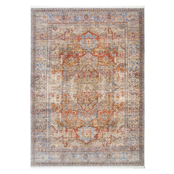 Savoy Bordered Oriental Area Rug - Red and Gold