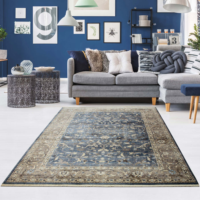 Savoy Floral Area Rug - Blue and Beige