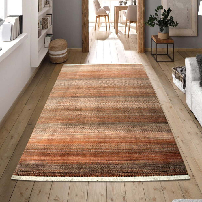 Savoy Modern Area Rug - Red and Brown