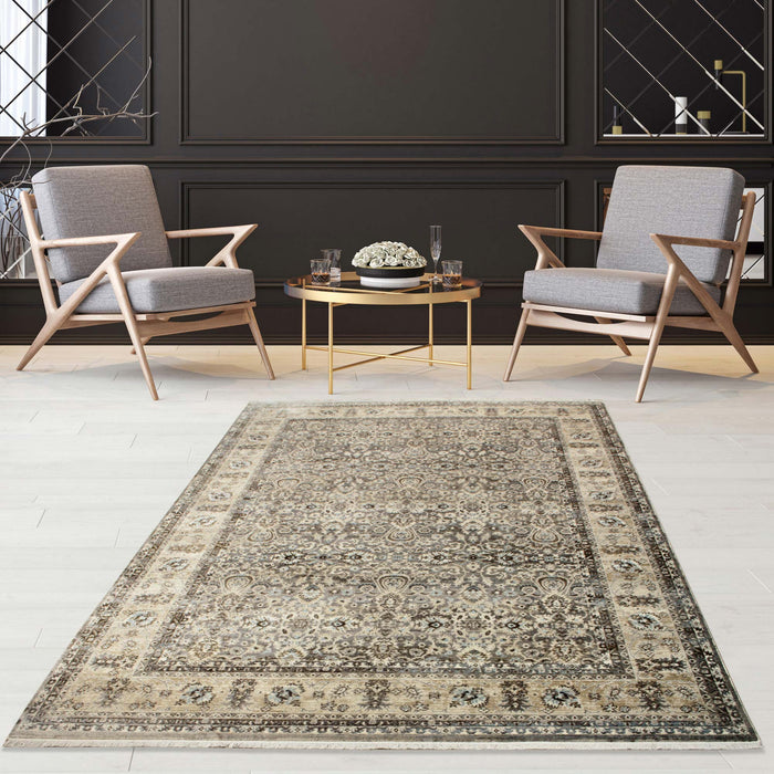 Savoy Bordered Area Rug - Cream and Beige