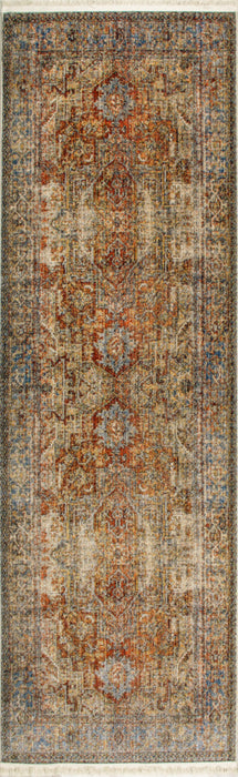 Savoy Bordered Oriental Area Rug - Red and Gold