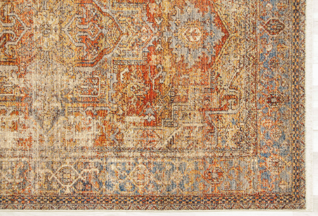 Savoy Bordered Oriental Area Rug - Red and Gold