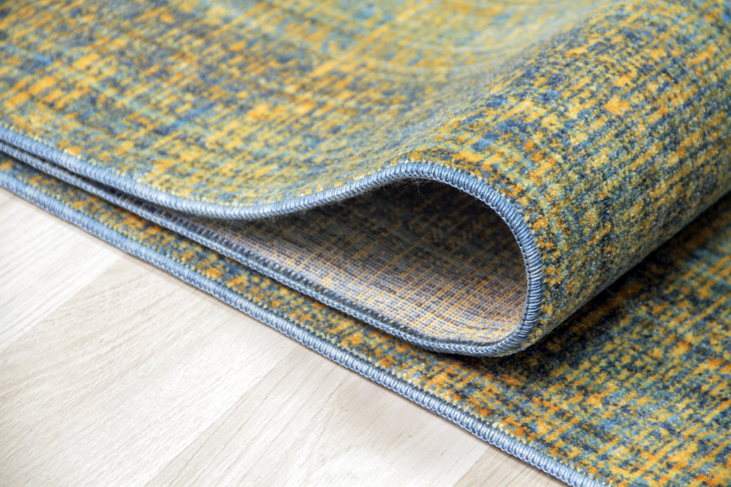 Savoy Modern Area Rug - Blue and Gold