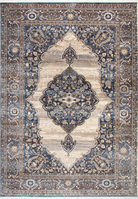 Savoy Medallion Area Rug - Cream and Blue