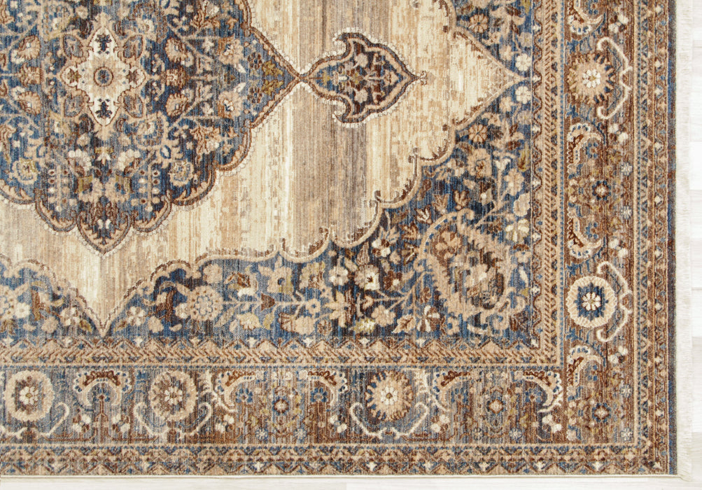 Savoy Medallion Area Rug - Cream and Blue