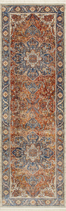 Savoy Bordered Traditional Area Rug - Red and Blue