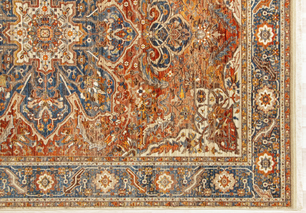 Savoy Bordered Traditional Area Rug - Red and Blue