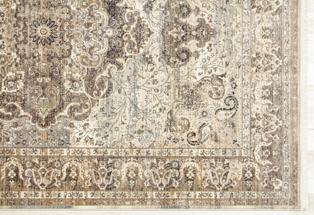 Savoy Medallion Area Rug - Grey and Beige