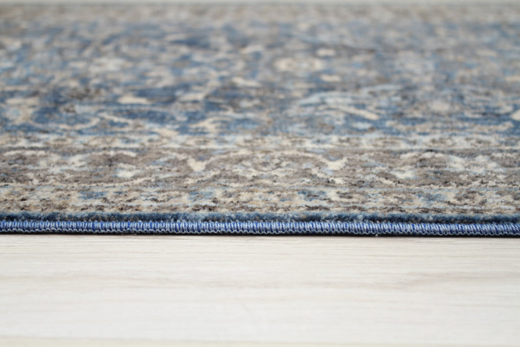 Savoy Floral Area Rug - Blue and Beige