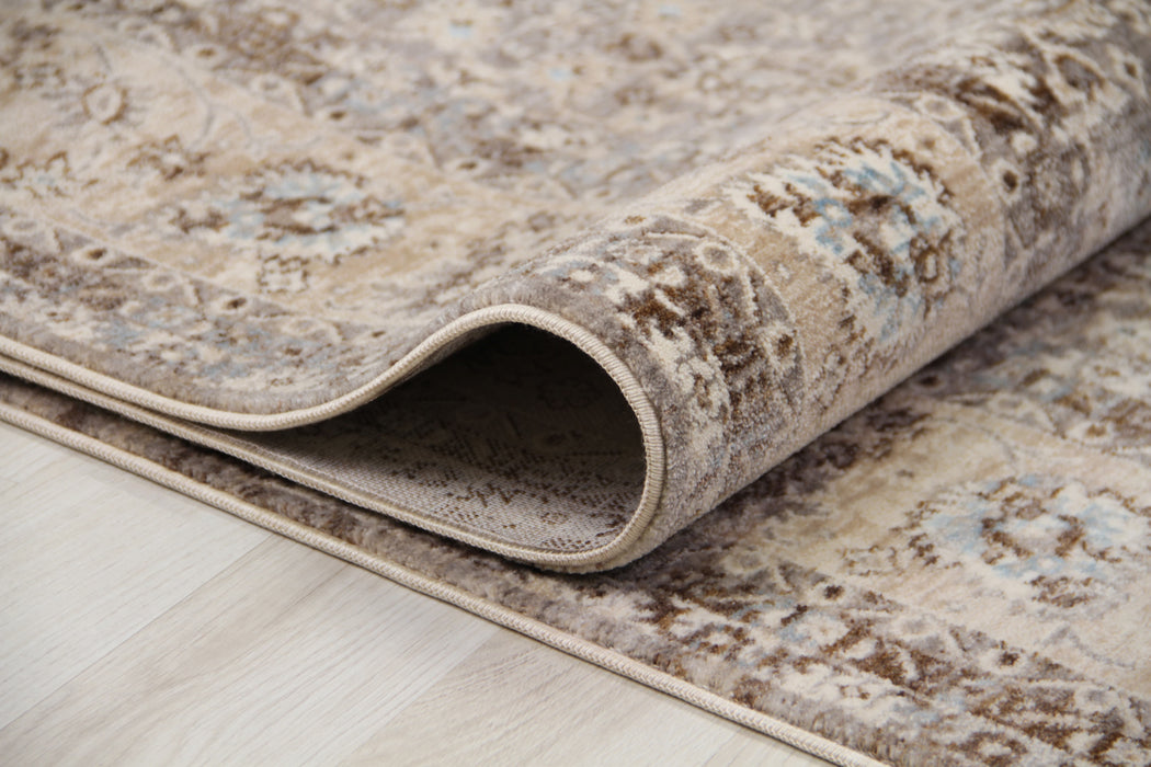 Savoy Bordered Area Rug - Cream and Beige