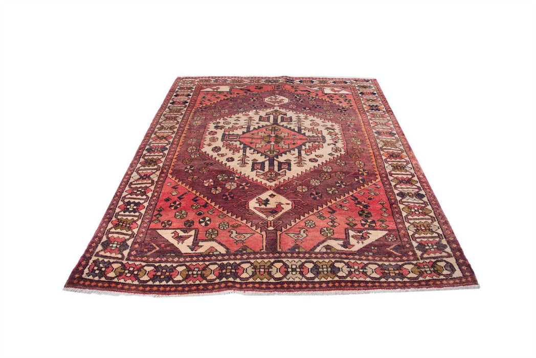 Traditional Antique Area Rugs Wool Medallion red Rectagular Handmade Oriental Rugs 206X162 CM 6.8X5.3 FT Medium The Rugs Outlet 