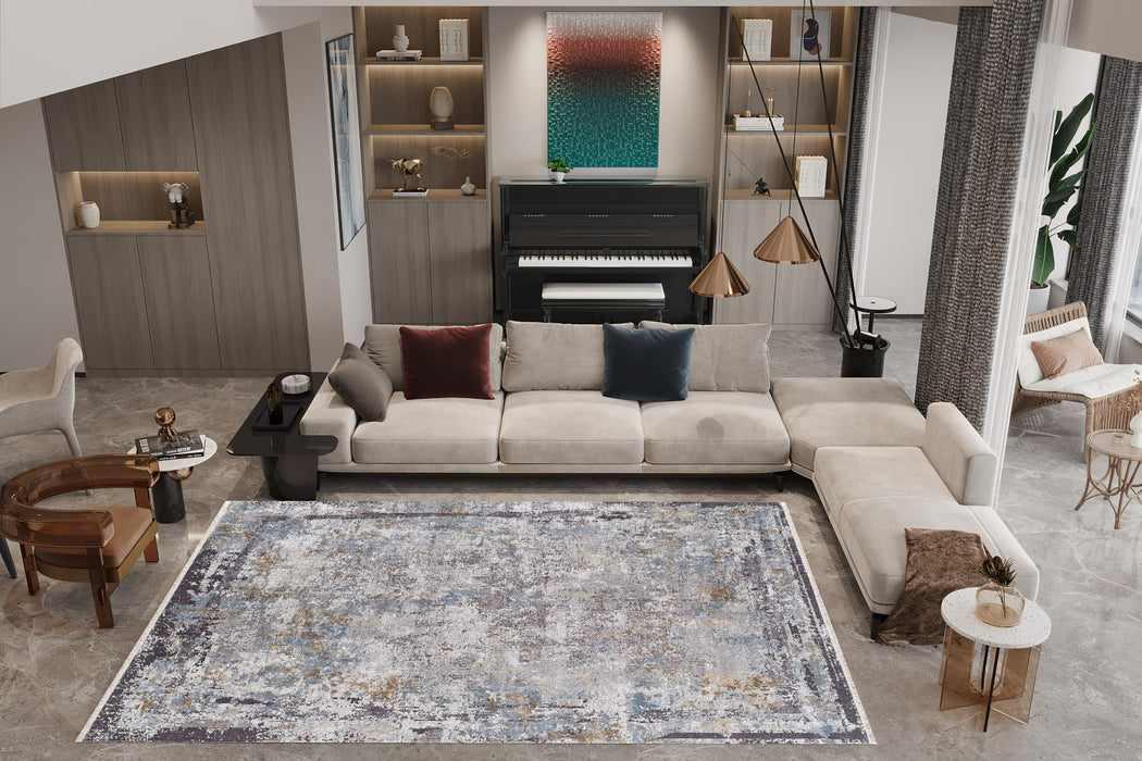 Kalipso Abstract Design Rug (V4) - Grey