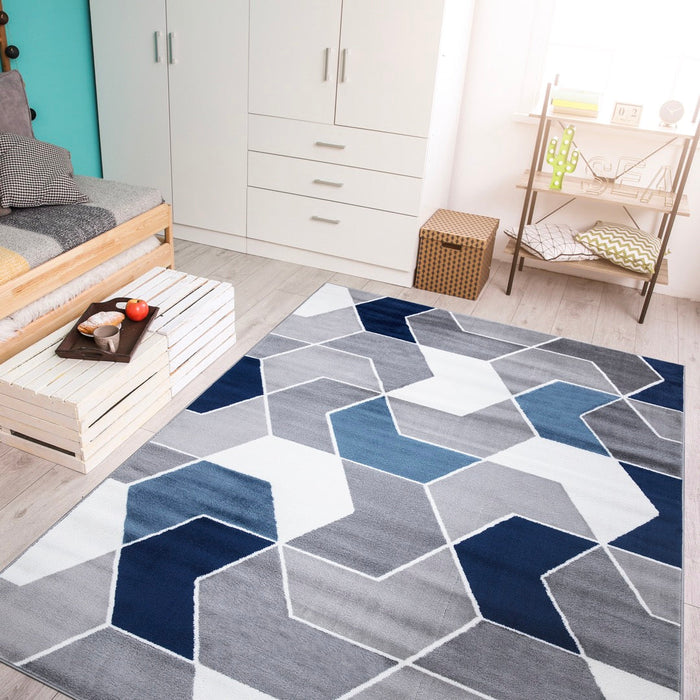 Monaco Geometric Rug - Navy