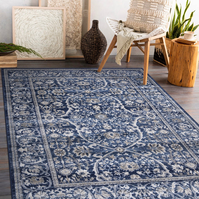 Monaco Floral Rug - Navy