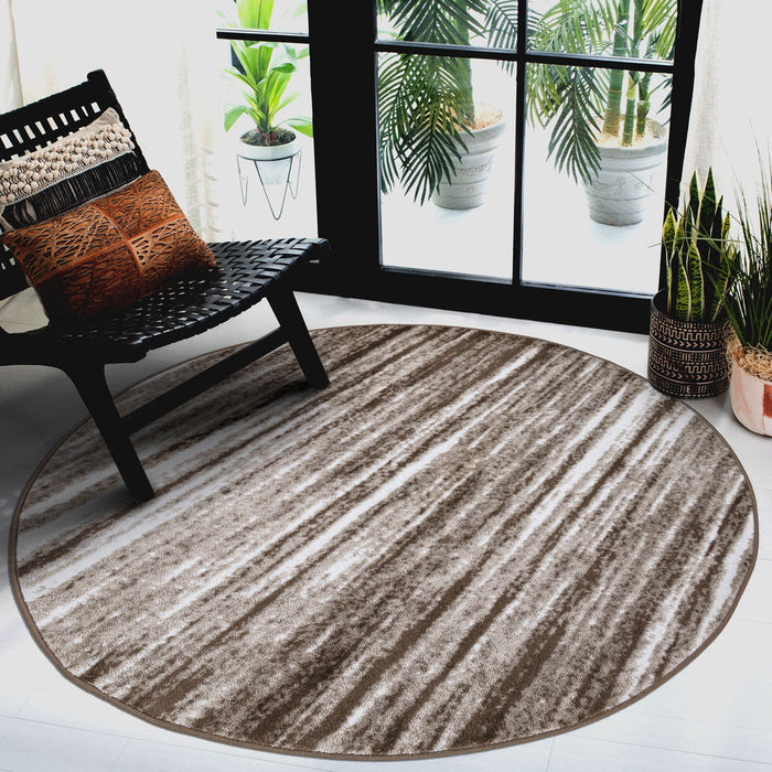 Palma Striped Modern Rug - Brown