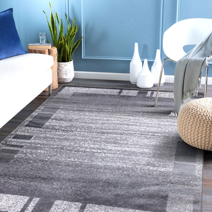 Palma Border Modern Rug - Grey