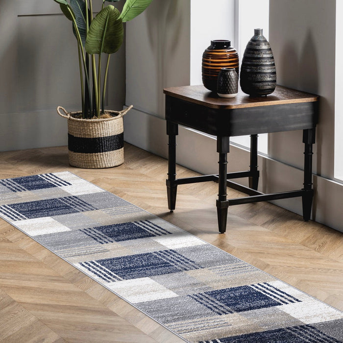 Paris Check Rug Navy - Navy