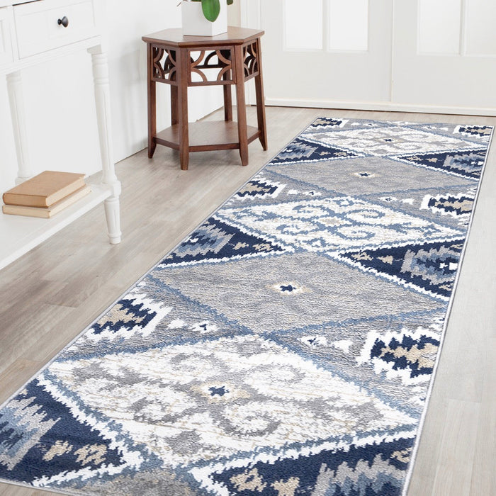 Paris Kilim Design Rug - Navy