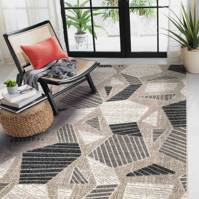 Richmond Geometric Outdoor Rug (V1) - Beige