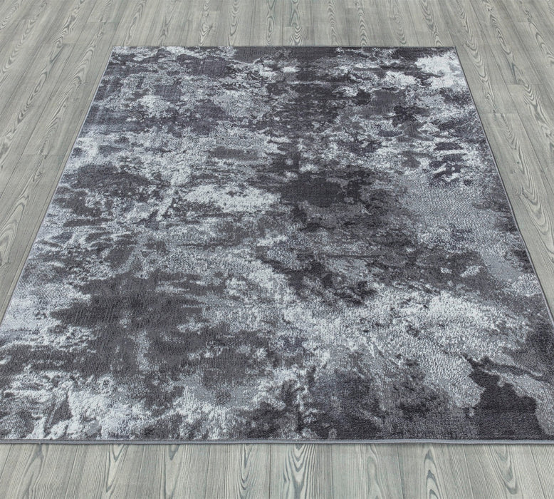 Ritz Abstract Modern Rug Silver & Grey (V2)