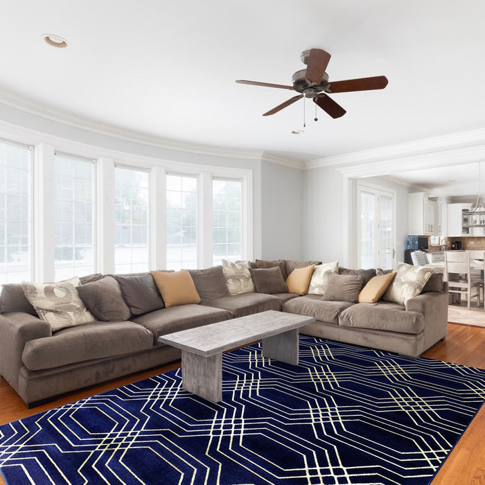 Ritz Geometric Modern Rug Gold & Navy (V2)