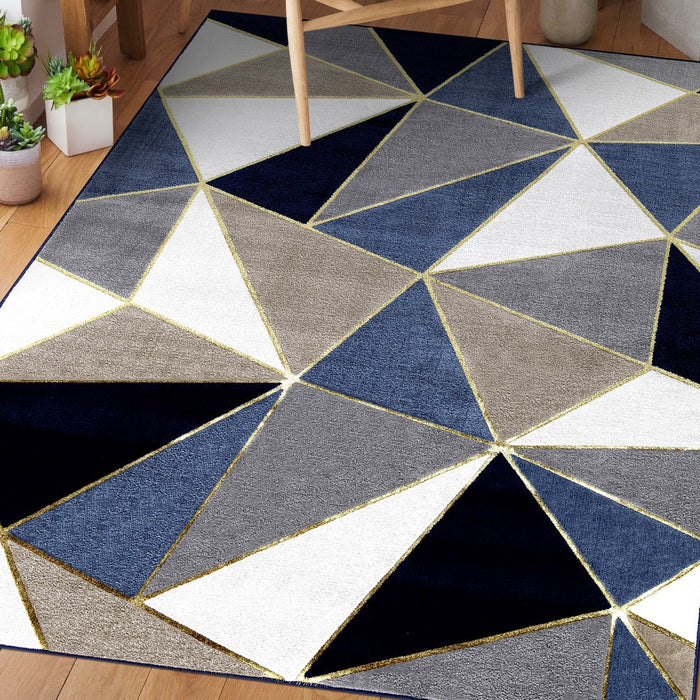 Ritz Pyramid Triangular Rug Gold & Navy