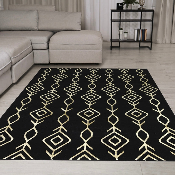 Ritz Moroccan Contemporary Rug Gold & Black