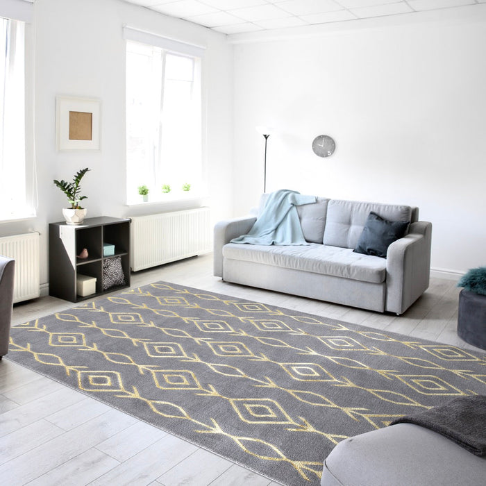 Ritz Moroccan Contemporary Rug Gold & Grey