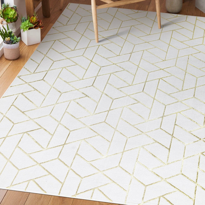 Ritz Geometric Contemporary Rug Gold & Cream (V2)