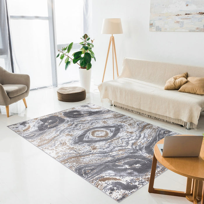 Ritz Modern Design Rug Silver & Grey