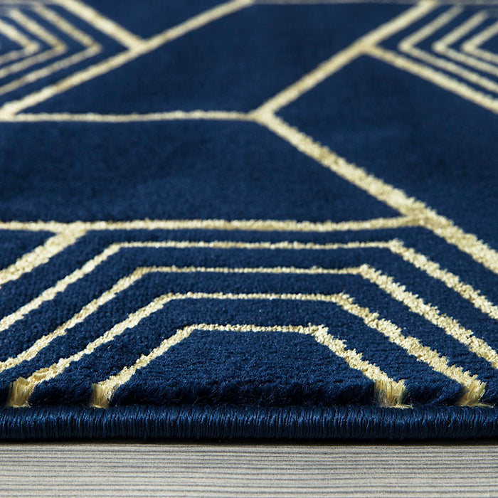 Ritz Geometric Design Rug Gold & Navy