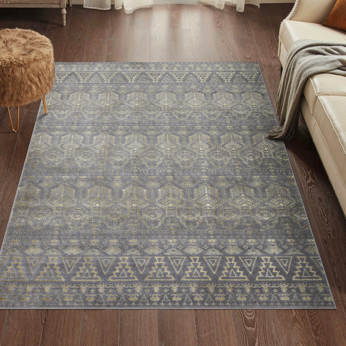 Ritz Moroccan Style Rug Gold & Grey