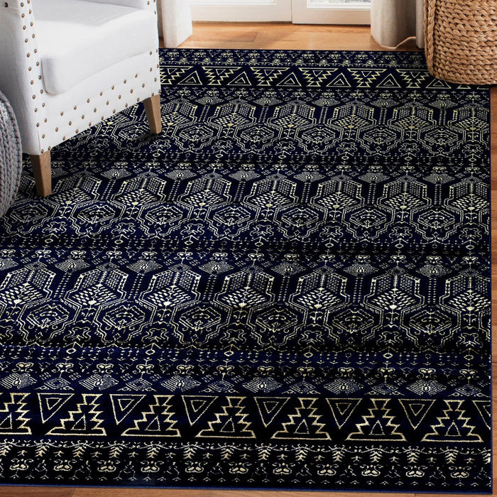 Ritz Moroccan Style Rug Gold & Navy