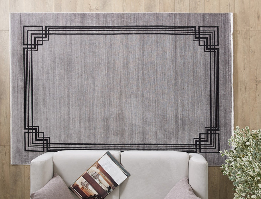 Elexus Ruby Border Rug (V1) - Grey