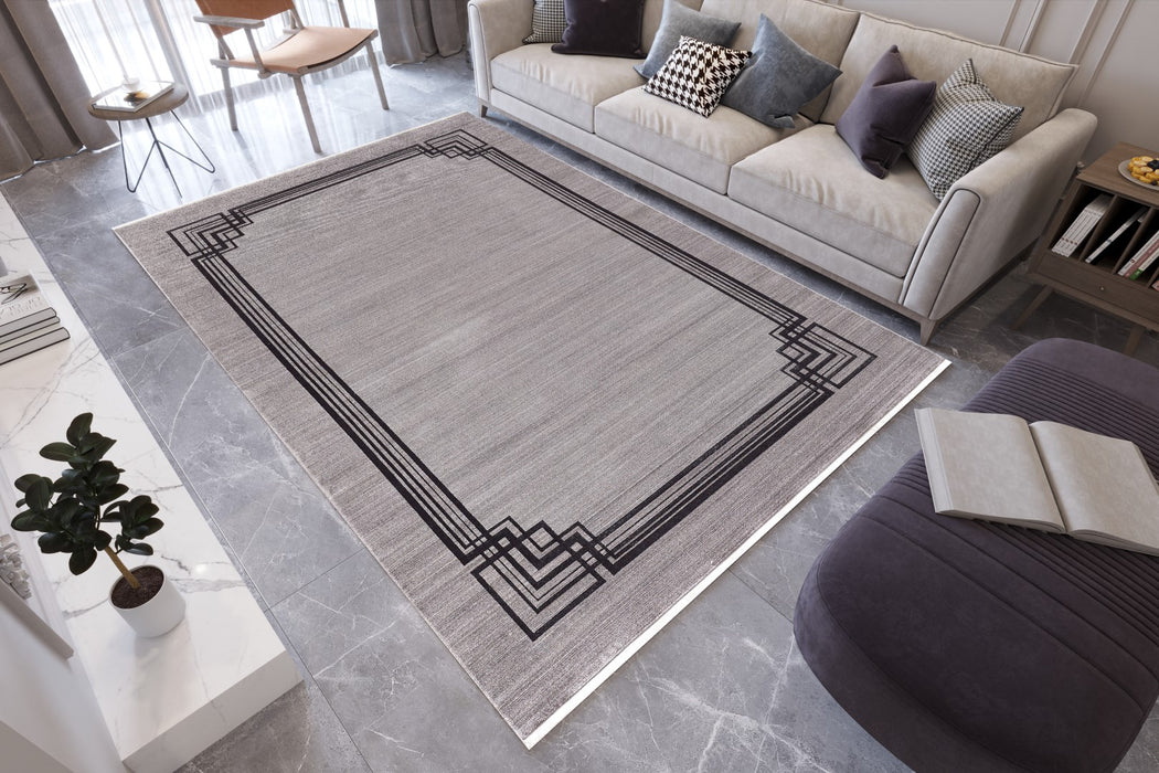 Elexus Ruby Border Rug (V1) - Grey