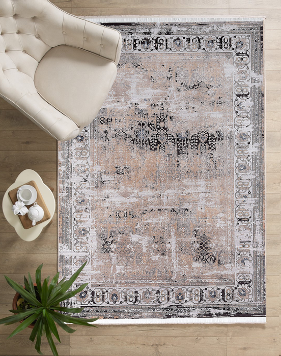 Elexus Ruby Traditional Faded Rug - Beige