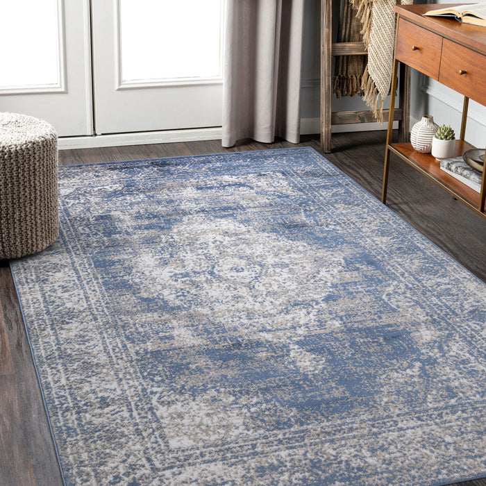 Santorini Traditional Medallion Rug - Blue