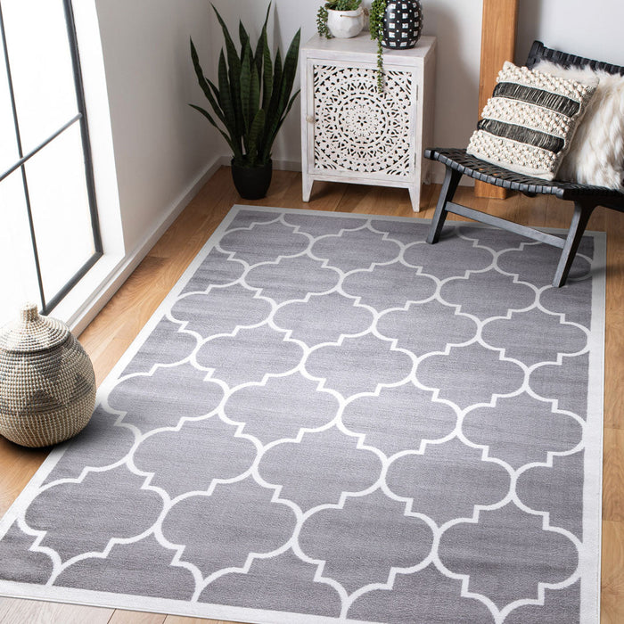 Trendy Border Trellis Rug - Grey