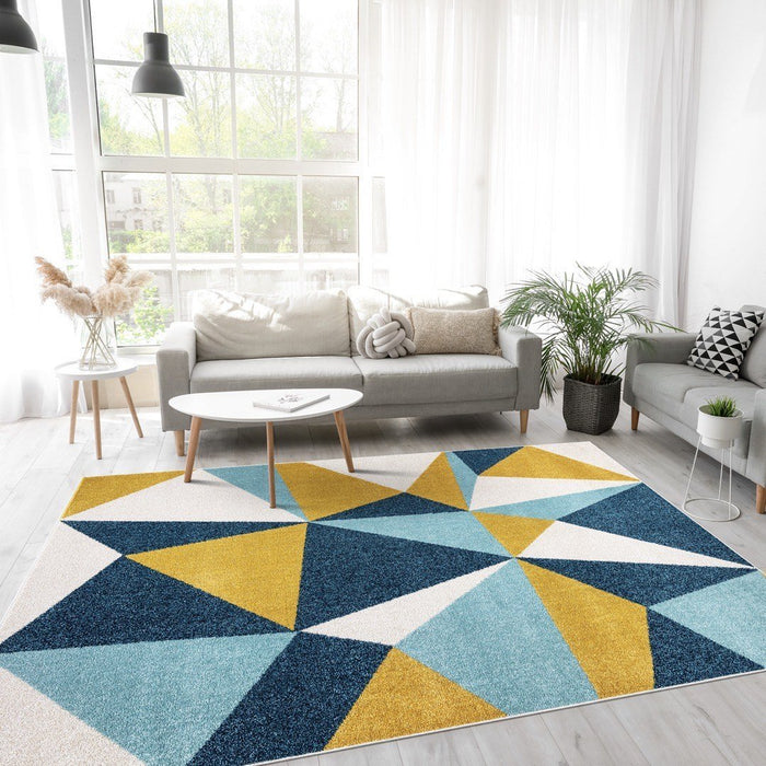 Amsterdam Pyramid Design Rug - Navy