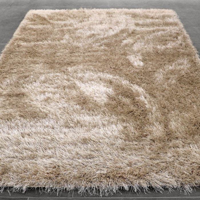 Lily Shimmer Beige Shaggy Rug