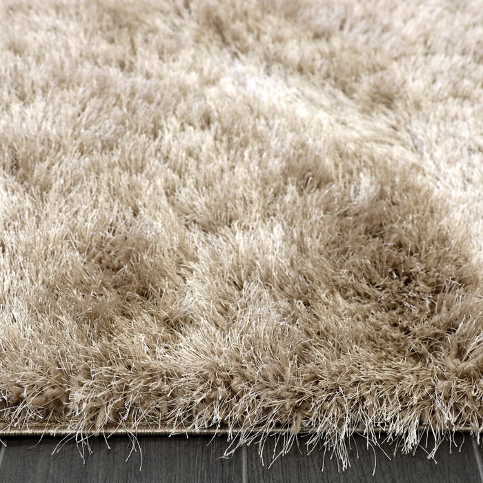 Lily Shimmer Beige Shaggy Rug