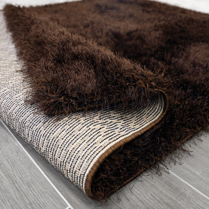 Lily Shimmer Brown Shaggy Rug