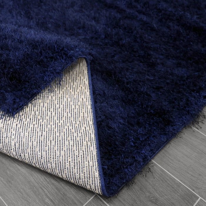 Lily Shimmer Navy Shaggy Rug