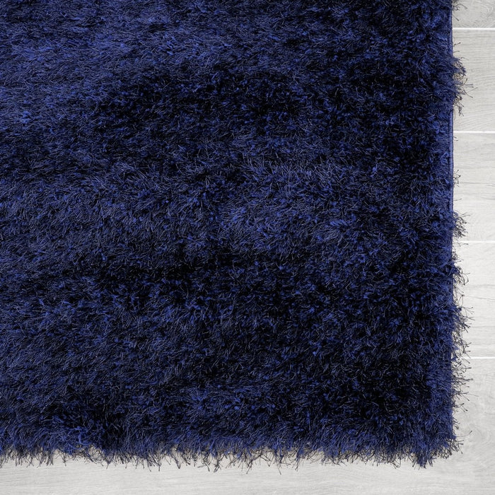 Lily Shimmer Navy Shaggy Rug