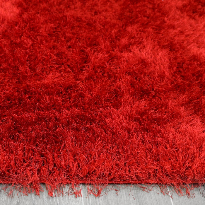 Lily Shimmer Red Shaggy Rug