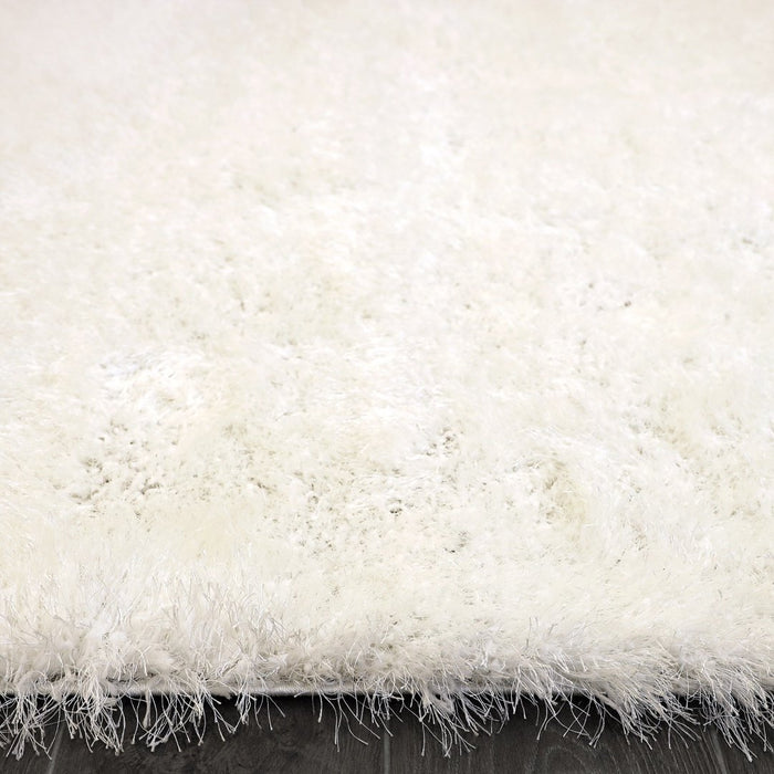 Lily Shimmer White Shaggy Rug