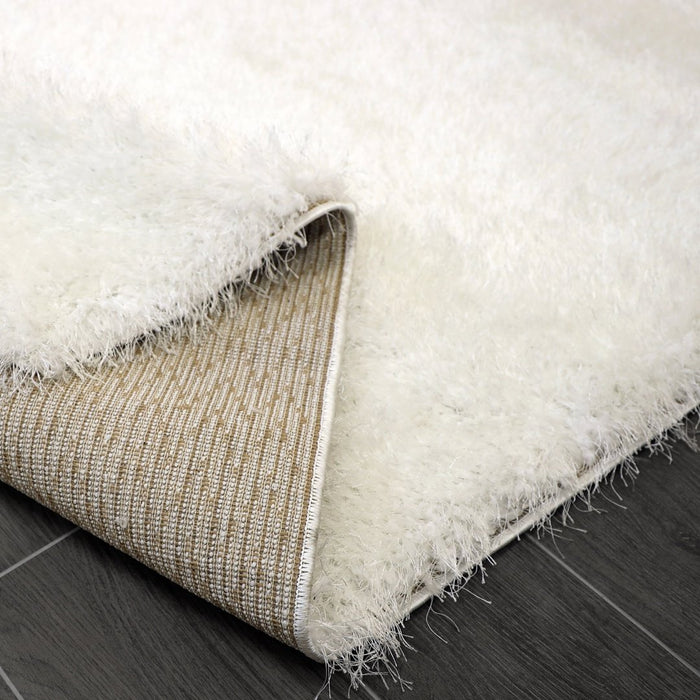 Lily Shimmer White Shaggy Rug